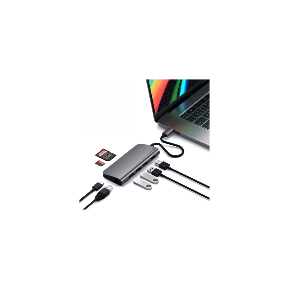 Hurtownia GSM - Adaptorul Satechi TYPE-C Multi-Port Adapter 4K Ethernet pentru dispozitive mobile USB-C 60W, 3xUSB-A, 4K HDMI - STH85 - {ean13} - Hurt