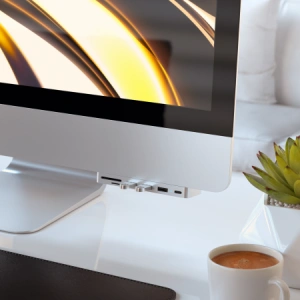 Hub Satechi hliníkový Type-C Clamp Pro pro Apple iMac 2017/2019/2020 USB-C, 3x USB-A, čtečka karet micro/SD