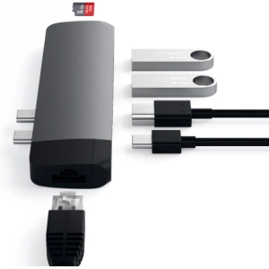 Hurtownia GSM - Hub Satechi Type-C Pro dupla USB-C-val a MacBook USB-C-hez, PD, 87W, 2x USB-A, HDMI 4K, micro/SD kártyaolvasó - STH87 - {ean13} - Hurt