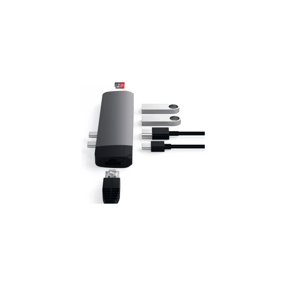 Hurtownia GSM - Hub Satechi Type-C Pro dupla USB-C-val a MacBook USB-C-hez, PD, 87W, 2x USB-A, HDMI 4K, micro/SD kártyaolvasó - STH87 - {ean13} - Hurt