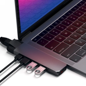 Hurtownia GSM - Hub Satechi Type-C Pro z podwójnym USB-C do MacBook USB-C, PD, 87W, 2x USB-A, HDMI 4K, czytnik kart micro/SD - STH87 - {ean13} - Hurt