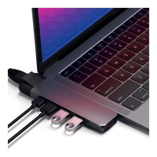 Hub Satechi Type-C Pro z podwójnym USB-C do MacBook USB-C, PD, 87W, 2x USB-A, HDMI 4K, czytnik kart micro/SD