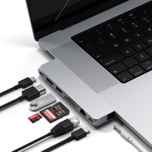 Hurtownia GSM - Hub Satechi Pro Max dupla USB-C-vel MacBookhoz 2x USB-C, USB-A, 4K HDMI, micro/SD kártyaolvasó, Ethernet - STH88 - {ean13} - Hurt