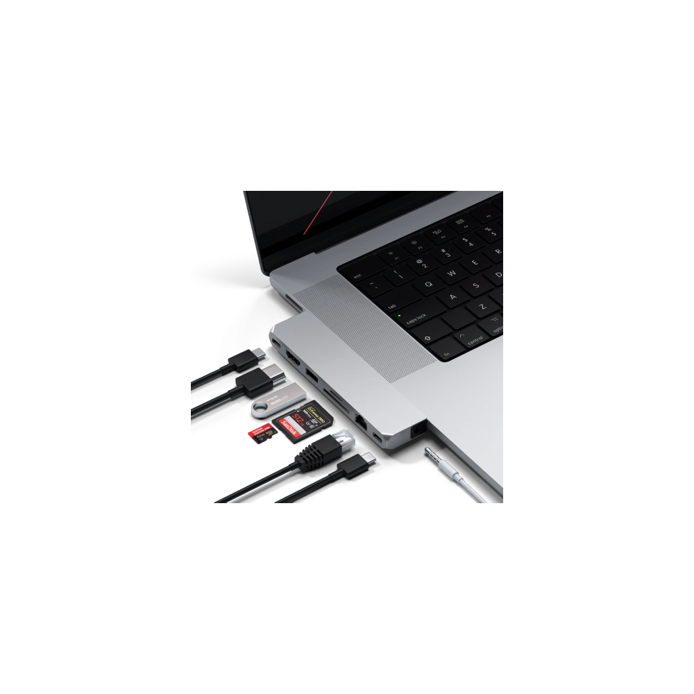 Hurtownia GSM - Hub Satechi Pro Max dupla USB-C-vel MacBookhoz 2x USB-C, USB-A, 4K HDMI, micro/SD kártyaolvasó, Ethernet - STH88 - {ean13} - Hurt