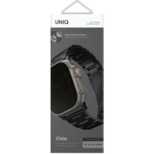 Hurtownia GSM - UNIQ Osta Apple Watch 4/5/6/7/SE/8/9/Ultra 44/45/49mm Rozsdamentes Acél fekete/éjféli fekete - UNIQ931 - {ean13} - Hurt