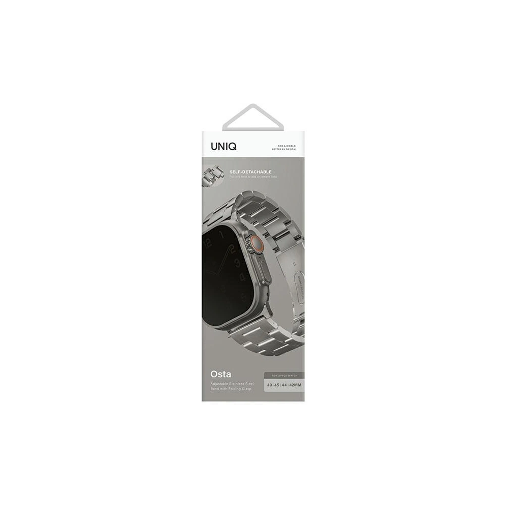 Hurtownia GSM - UNIQ Osta Apple Watch 4/5/6/7/SE/8/9/Ultra 44/45/49mm rozsdamentes acél ezüst/titán ezüst - UNIQ932 - {ean13} - Hurt