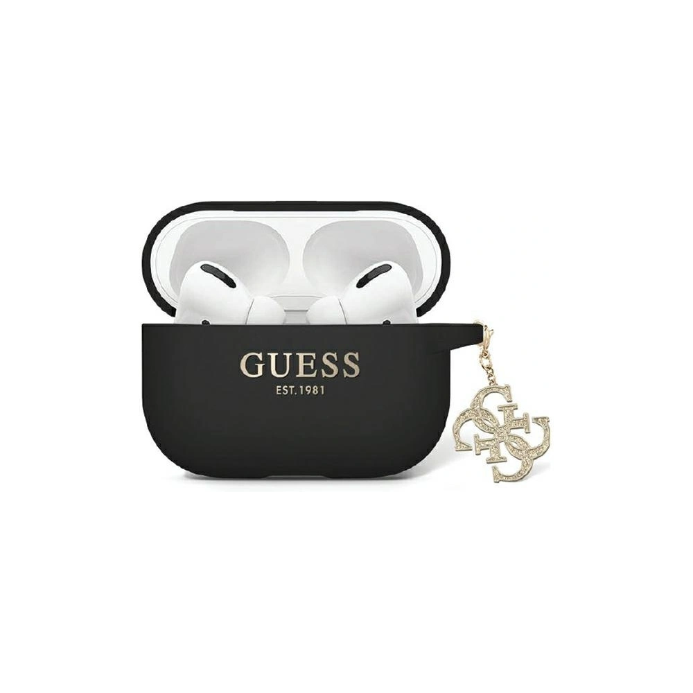 Hurtownia GSM - Etui Guess GUAP2LECG4K Apple AirPods Pro 2 husă din silicon lichid cu sclipici, charm triunghi negru/black - GUE2716 - {ean13} - Hurt