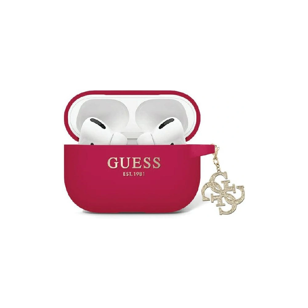 Hurtownia GSM - Etui Guess GUAP2LECG4M Apple AirPods Pro 2 tok Folyékony Szilikon Csillogó Háromszög Charm lila/magenta - GUE2717 - {ean13} - Hurt