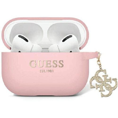 Guess Distributor - 3666339171261 - GUE2718 - Guess GUAP2LECG4P Apple AirPods Pro 2 cover Liquid Silicone Glitter Triangle Charm pink - B2B homescreen