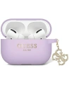 Etui Guess GUAP2LECG4U Apple AirPods Pro 2 obal z tekutého silikonu s třpytkami a trojúhelníkovým přívěskem fialový/purple