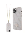 Etui Guess GUHCP12MP4TDSCPP Apple iPhone 12/12 Pro hardcase Crossbody 4G Metal Logo roz/roz