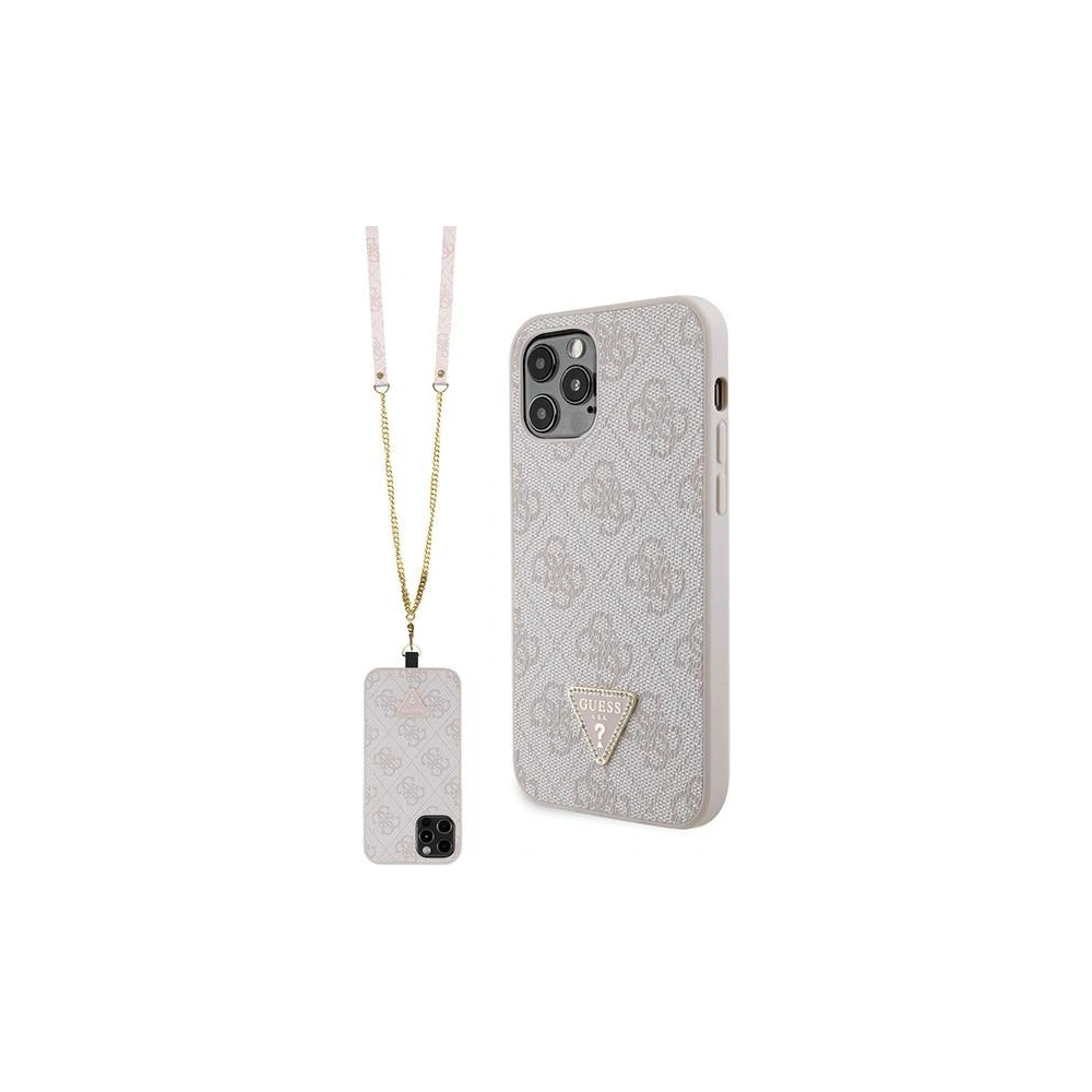 Wholesale Guess GUHCP12MP4TDSCPP Apple iPhone 12/12 Pro hardcase Crossbody 4G Metal Logo pink - GUE2725 - {ean13} - Hurt