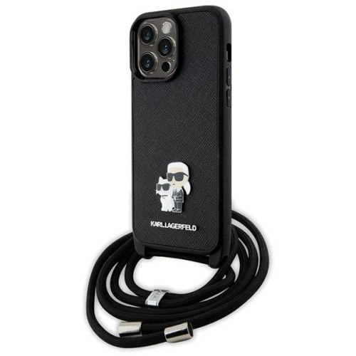 Karl Lagerfeld Distributor - 3666339165741 - KLD1623 - Karl Lagerfeld KLHCP14XSAKCPSK Apple iPhone 14 Pro Max hardcase Crossbody Saffiano Metal Pin black - B2B homescreen