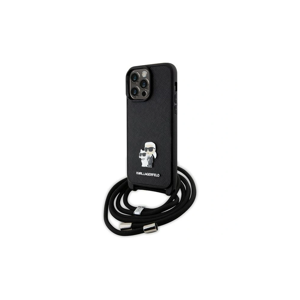 Wholesale Karl Lagerfeld KLHCP14XSAKCPSK Apple iPhone 14 Pro Max hardcase Crossbody Saffiano Metal Pin black - KLD1623 - {ean13} - Hurt