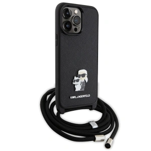 Karl Lagerfeld KLHCP14XSAKCPSK Apple iPhone 14 Pro Max hardcase Crossbody Saffiano Metal Pin black