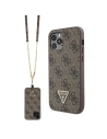 Guess GUHCP12MP4TDSCPW Apple iPhone 12/12 Pro hardcase Crossbody 4G Metal Logo brown
