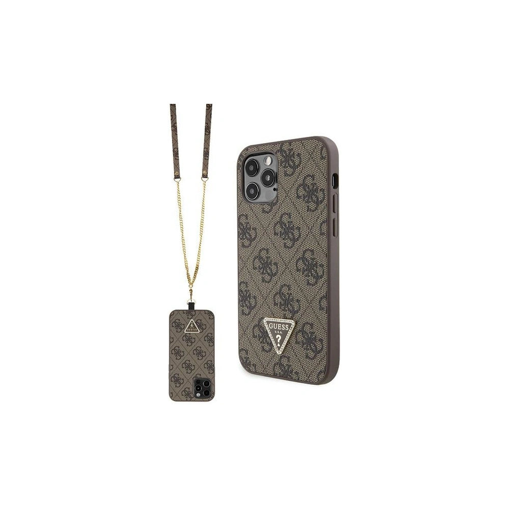 Hurtownia GSM - Guess Apple Tasche GUHCP12MP4TDSCPW iPhone 12/12 Pro Hartschalenkoffer Crossbody 4G Metall Logo braun/braun - GUE2726 - {ean13} - Hurt