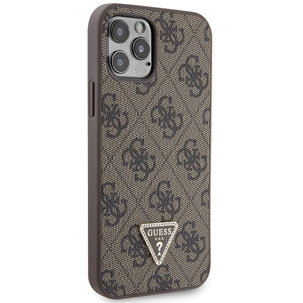 Kryt Guess GUHCP12MP4TDSCPW Apple iPhone 12/12 Pro hardcase Crossbody 4G Metal Logo brown