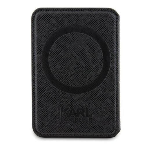 Kieszeń na karty Karl Lagerfeld KLWMSPSAKHCK Wallet Card Slot Stand Saffiano Monogram Choupette MagSafe czarny/black