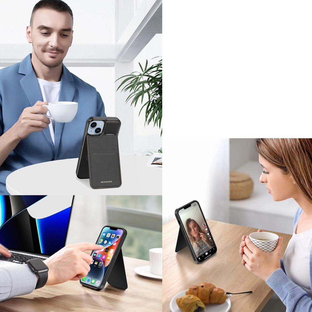 Hurtownia GSM - Dux Ducis RFID Rafi Mag tok Apple iPhone 15 MagSafe pénztárca állvánnyal 3w1 fekete - DDS1804 - {ean13} - Hurt