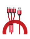 Kabel USB Baseus Rapid 3w1 Tip C / Lightning / Micro 3A 1,2M - roșu