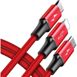Kabel USB Baseus Rapid 3w1 Typ C / Lightning / Micro 3A 1,2M - czerwony