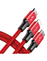 Hurtownia GSM - Kabel USB Baseus Rapid 3w1 Typ C / Lightning / Micro 3A 1,2M - czerwony - BSU176RED - {ean13} - Hurt
