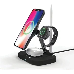 Hurtownia GSM - Indukční nabíječka AWEI W22 15W Rychlé nabíjení 4w1 černá/black - AWEI150 - {ean13} - Hurt
