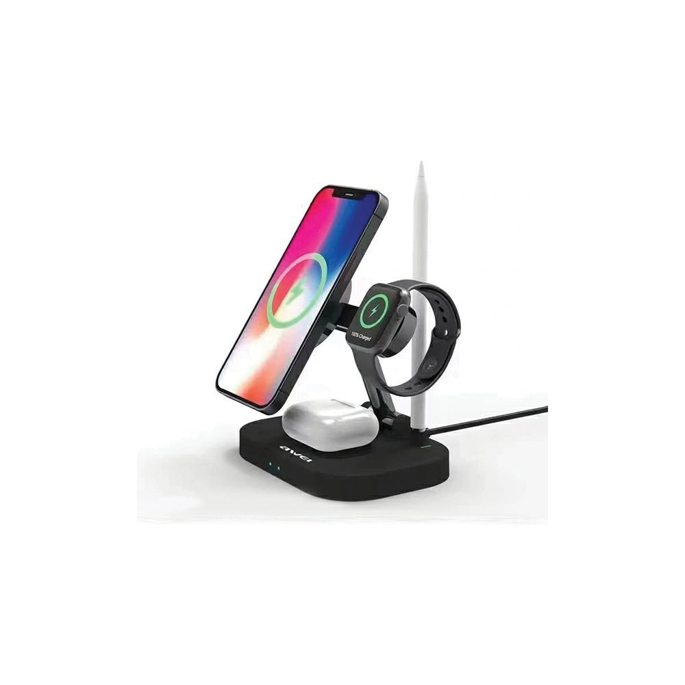 Hurtownia GSM - Indukční nabíječka AWEI W22 15W Rychlé nabíjení 4w1 černá/black - AWEI150 - {ean13} - Hurt
