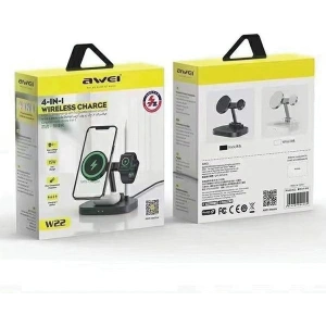 Wholesale AWEI W22 15W Fast Charging 4in1 inductive charger black - AWEI150 - {ean13} - Hurt