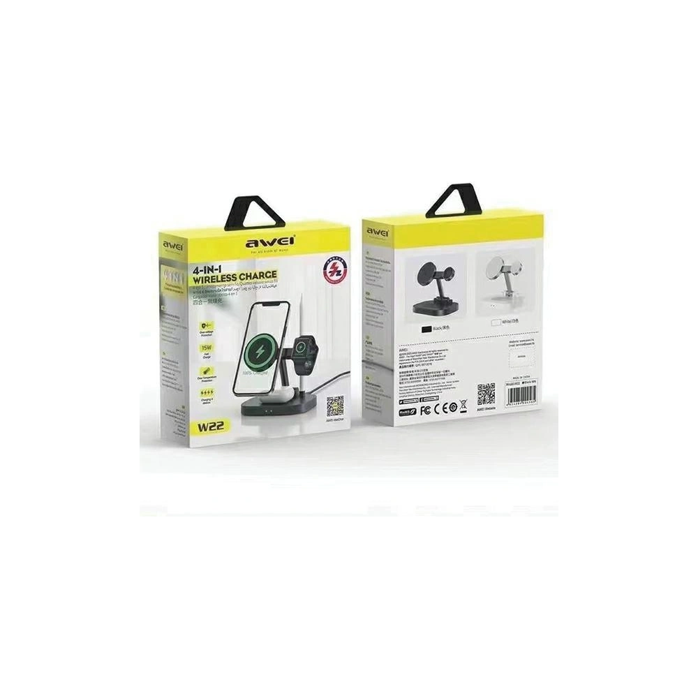 Hurtownia GSM - Induktive Ladestation AWEI W22 15W Schnellladen 4w1 schwarz/black - AWEI150 - {ean13} - Hurt