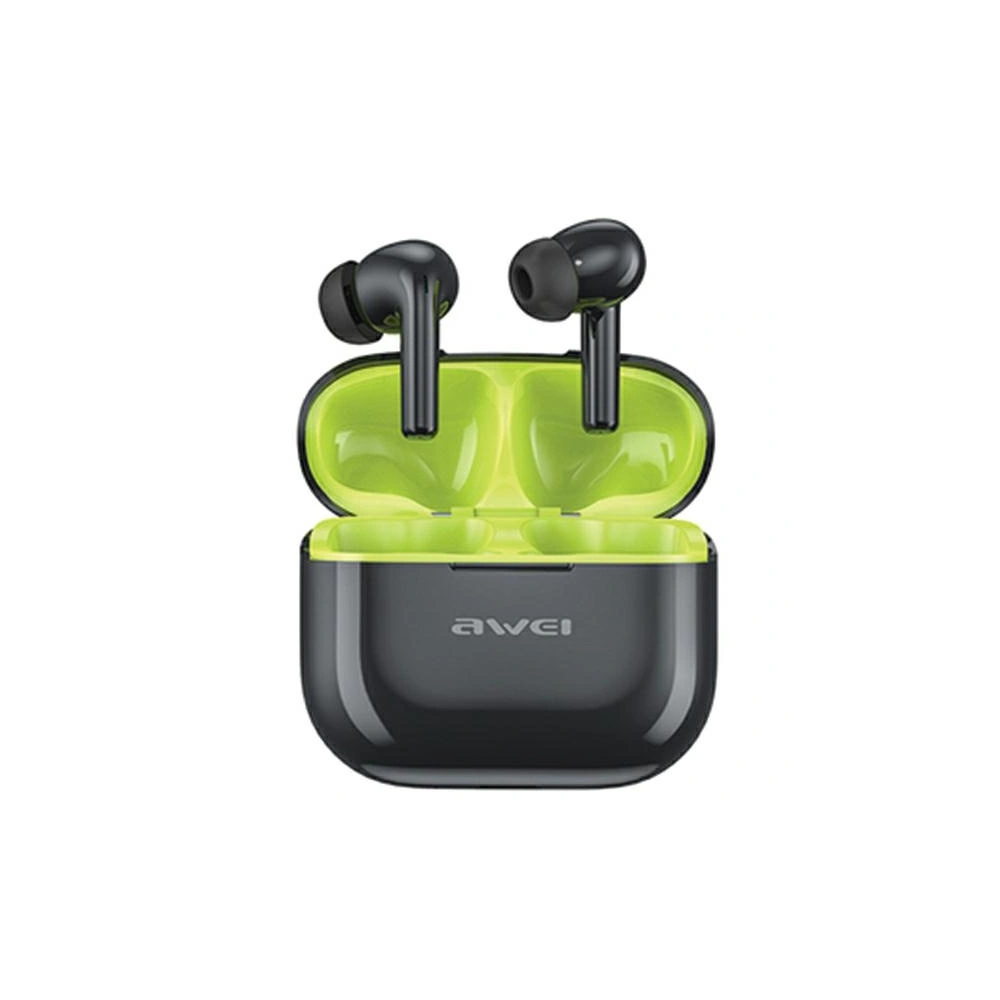 Hurtownia GSM - AWEI Bluetooth 5.3 T1 Pro fülhallgató + dokkoló állomás fekete-zöld színben - AWEI152 - {ean13} - Hurt