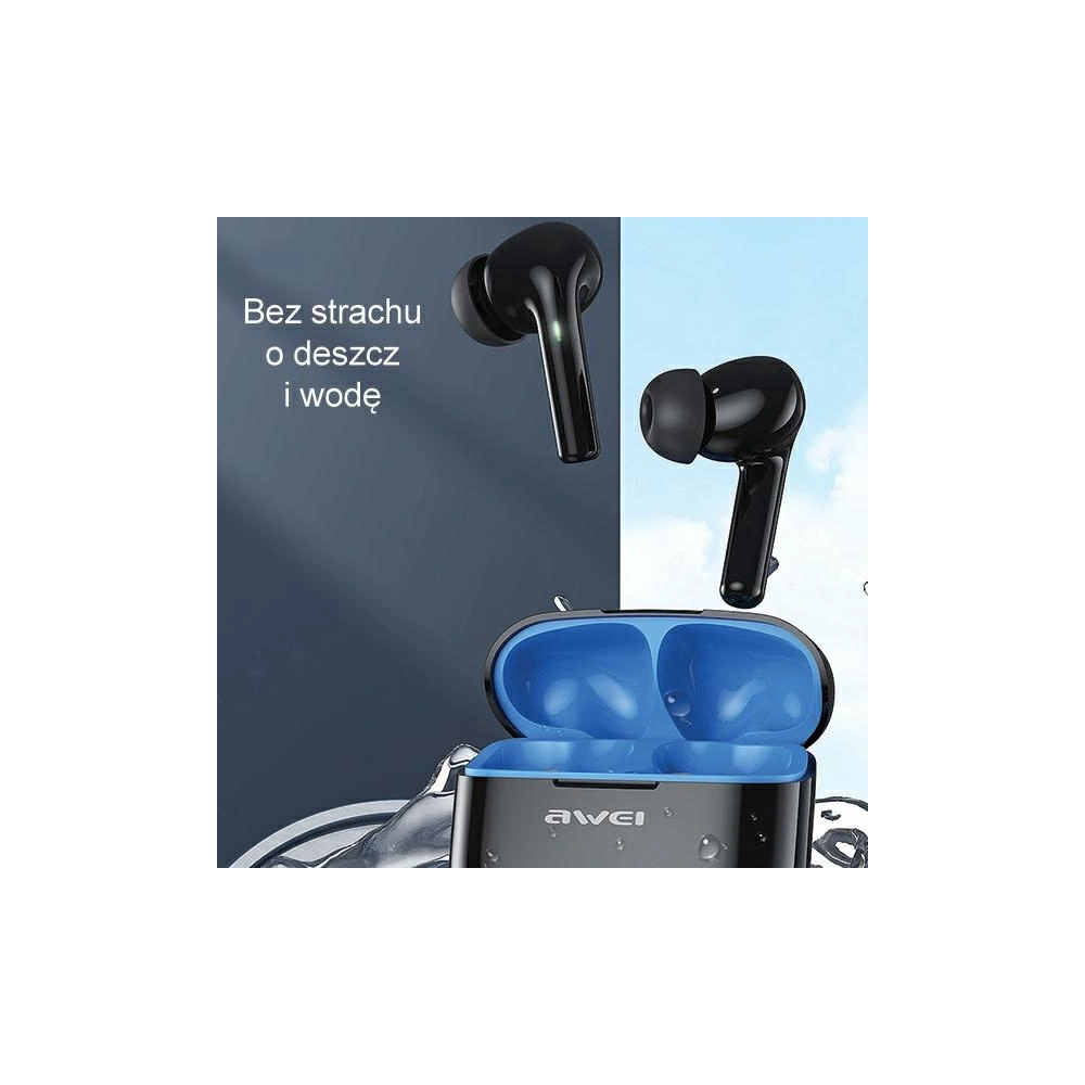 Hurtownia GSM - Sluchátka AWEI Bluetooth 5.3 T1 Pro + dokovací stanice černá-zelená/black-green - AWEI152 - {ean13} - Hurt