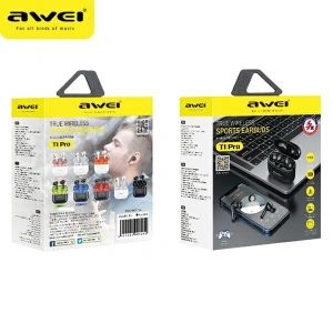 AWEI Bluetooth 5.3 T1 Pro fülhallgató + dokkoló állomás fekete-zöld színben