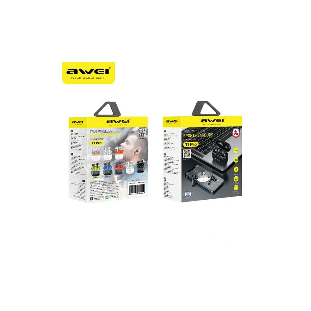 Hurtownia GSM - AWEI Bluetooth 5.3 T1 Pro fülhallgató + dokkoló állomás fekete-zöld színben - AWEI152 - {ean13} - Hurt