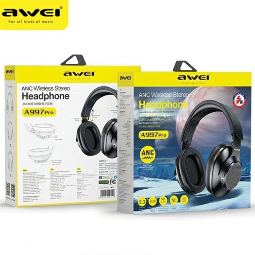 Słuchawki nauszne AWEI A997 Pro ANC Bluetooth czarny/black