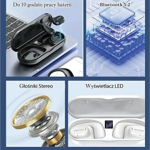 Słuchawki sportowe AWEI T69 + stacja dokująca Air Conduction czarny/black