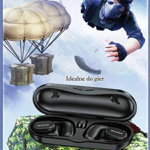 Słuchawki sportowe AWEI T69 + stacja dokująca Air Conduction czarny/black