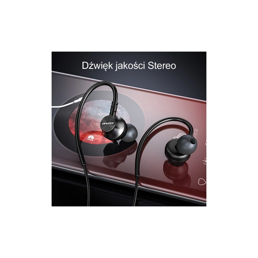 Hurtownia GSM - Sluchátka do uší AWEI L3 3,5mm jack černá/black - AWEI159 - {ean13} - Hurt