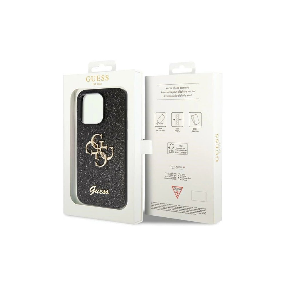 Wholesale Guess GUHCP14XHG4SGK Apple iPhone 14 Pro Max hardcase Glitter Script Big 4G black - GUE2745 - {ean13} - Hurt