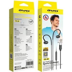 Wholesale AWEI TC-6 USB-C in-ear headphones black - AWEI160 - {ean13} - Hurt