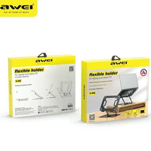 Uchwyt biurkowy AWEI X46 rotacyjny na laptopa do 16 cali czarny/black