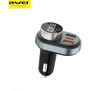 Hurtownia GSM - FM vysílač AWEI C-843, hands-free sada, Bluetooth 5.0, MP3, 1xUSB-A, 1xUSB-C černý/black - AWEI162 - {ean13} - Hurt
