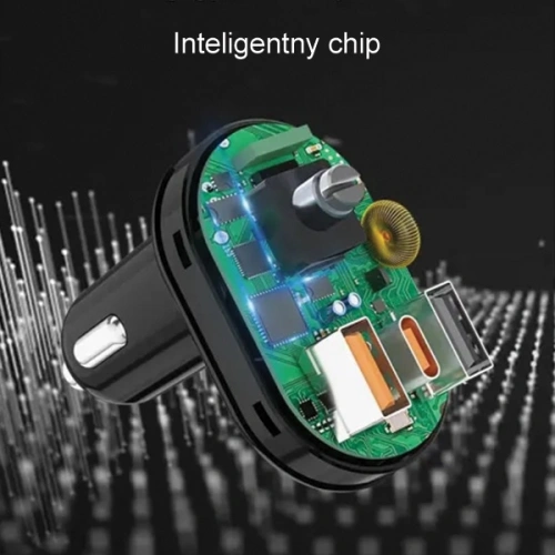 Transmiter FM AWEI C-843, zestaw głośnomówiący, Bluetooth 5.0, MP3, 1xUSB-A, 1xUSB-C czarny/black