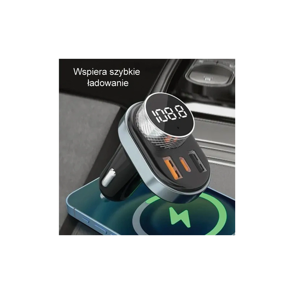 Hurtownia GSM - FM vysílač AWEI C-843, hands-free sada, Bluetooth 5.0, MP3, 1xUSB-A, 1xUSB-C černý/black - AWEI162 - {ean13} - Hurt