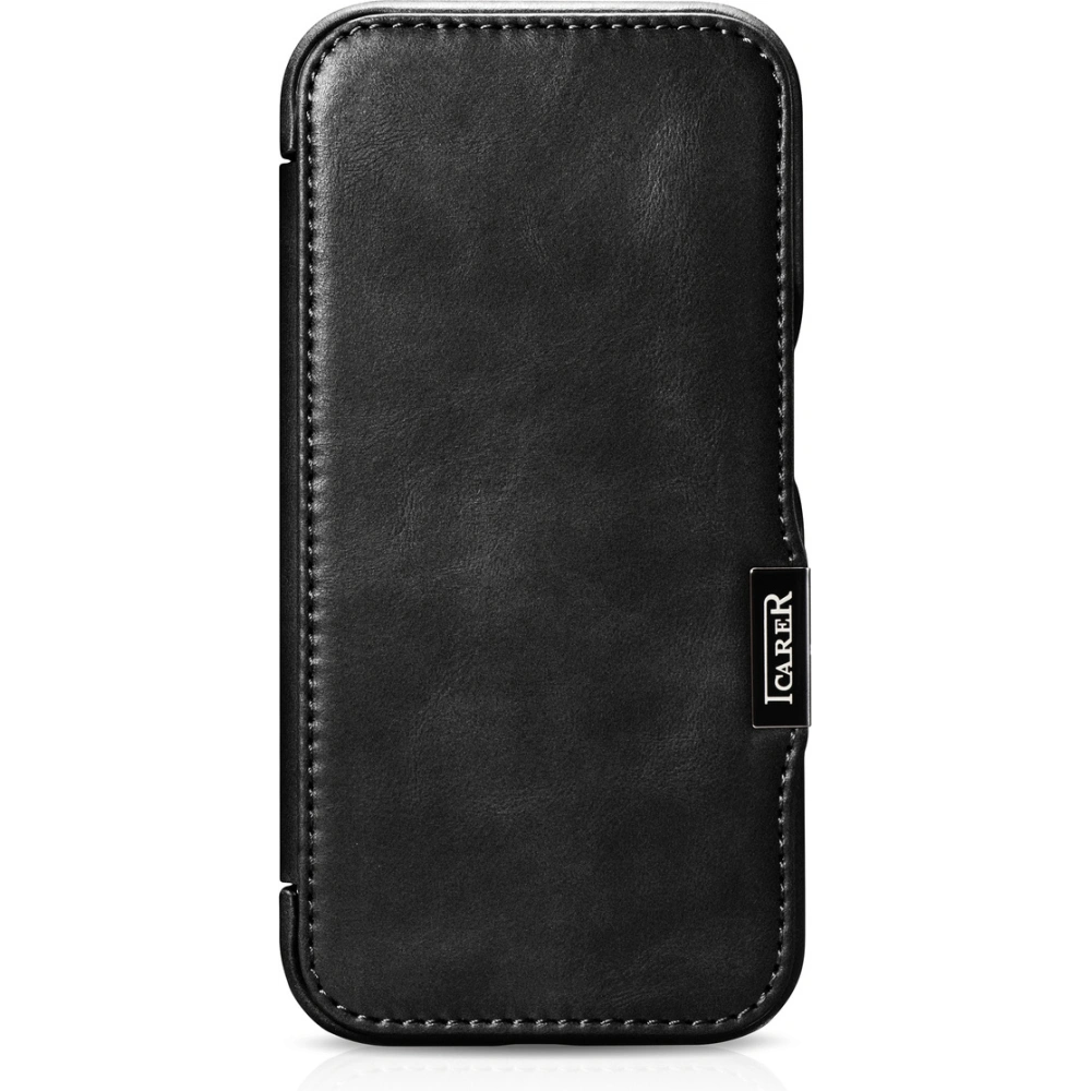 Hurtownia GSM - Case iCarer Curved Edge Oil Wax Echtleder Folio Case MagSafe Apple iPhone 15 Pro schwarz - ICR489 - {ean13} - Hurt