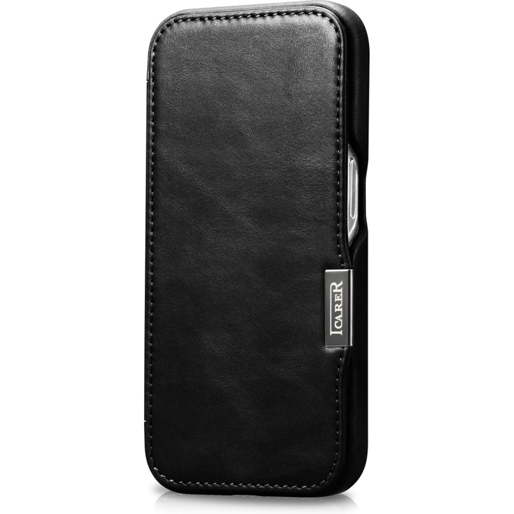 Hurtownia GSM - Case iCarer Curved Edge Oil Wax Echtleder Folio Case MagSafe Apple iPhone 15 Pro schwarz - ICR489 - {ean13} - Hurt