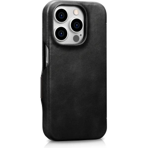 Hurtownia GSM - Etui iCarer Curved Edge Oil Wax Valódi Bőr Tok MagSafe Apple iPhone 15 Pro fekete - ICR489 - {ean13} - Hurt