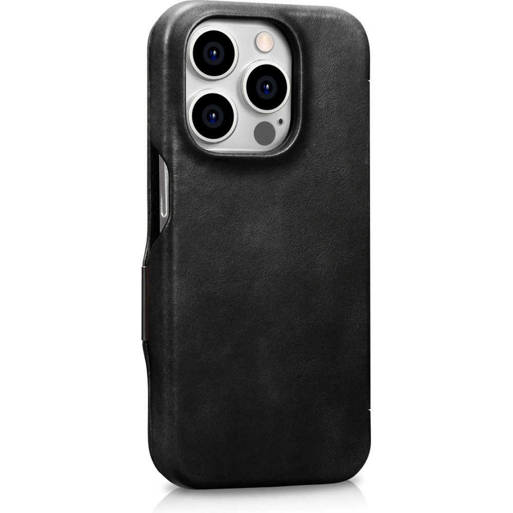 Hurtownia GSM - Case iCarer Curved Edge Oil Wax Echtleder Folio Case MagSafe Apple iPhone 15 Pro schwarz - ICR489 - {ean13} - Hurt
