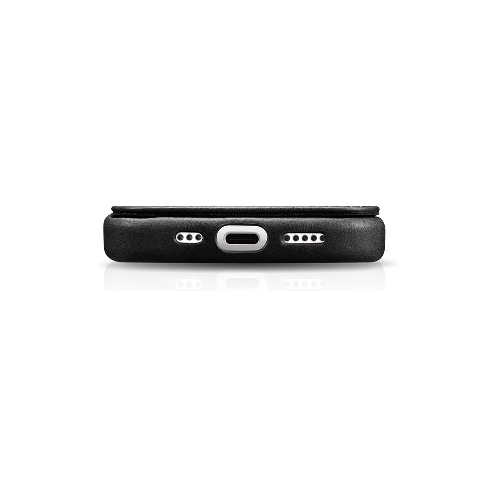 Hurtownia GSM - Case iCarer Curved Edge Oil Wax Echtleder Folio Case MagSafe Apple iPhone 15 Pro schwarz - ICR489 - {ean13} - Hurt